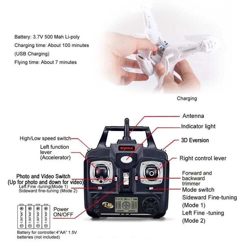 SYMA X5C(обновление версии) дрона с дистанционным управлением 6-Axis Дистанционное Управление вертолет Квадрокоптер Дрон с 2MP HD Камера или X5 дрона с дистанционным управлением без Камера