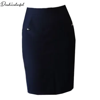 

Dushicolorful women casual high waist work fashion spilt slim pencil bodycon female sexy office black plus size skirt