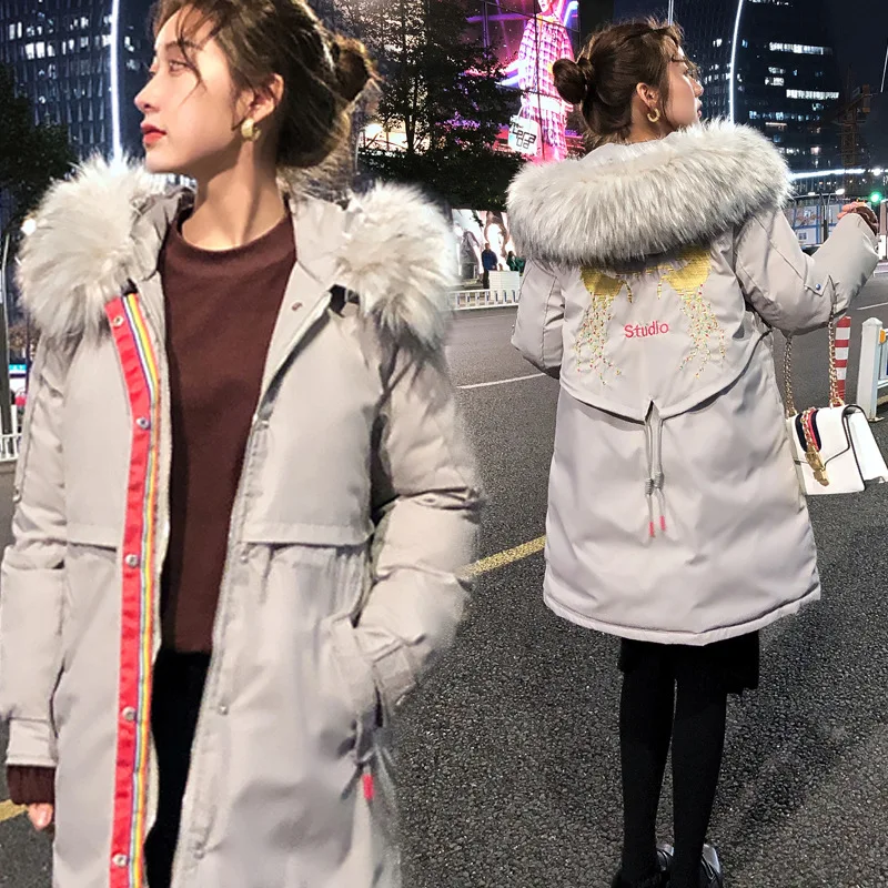 

Mid-length Slim Fit 2018 Winter New Style Fashion Long Sleeve Fashion Long Convention Solid Color Cotton-padded Clothes with Mod