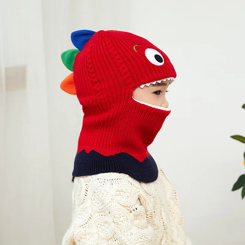 doitbest menino menina gorro proteger pescoço dinossauro raposa urso prova de vento inverno malha chapéu criança meninas earflap bonés para anos de idade