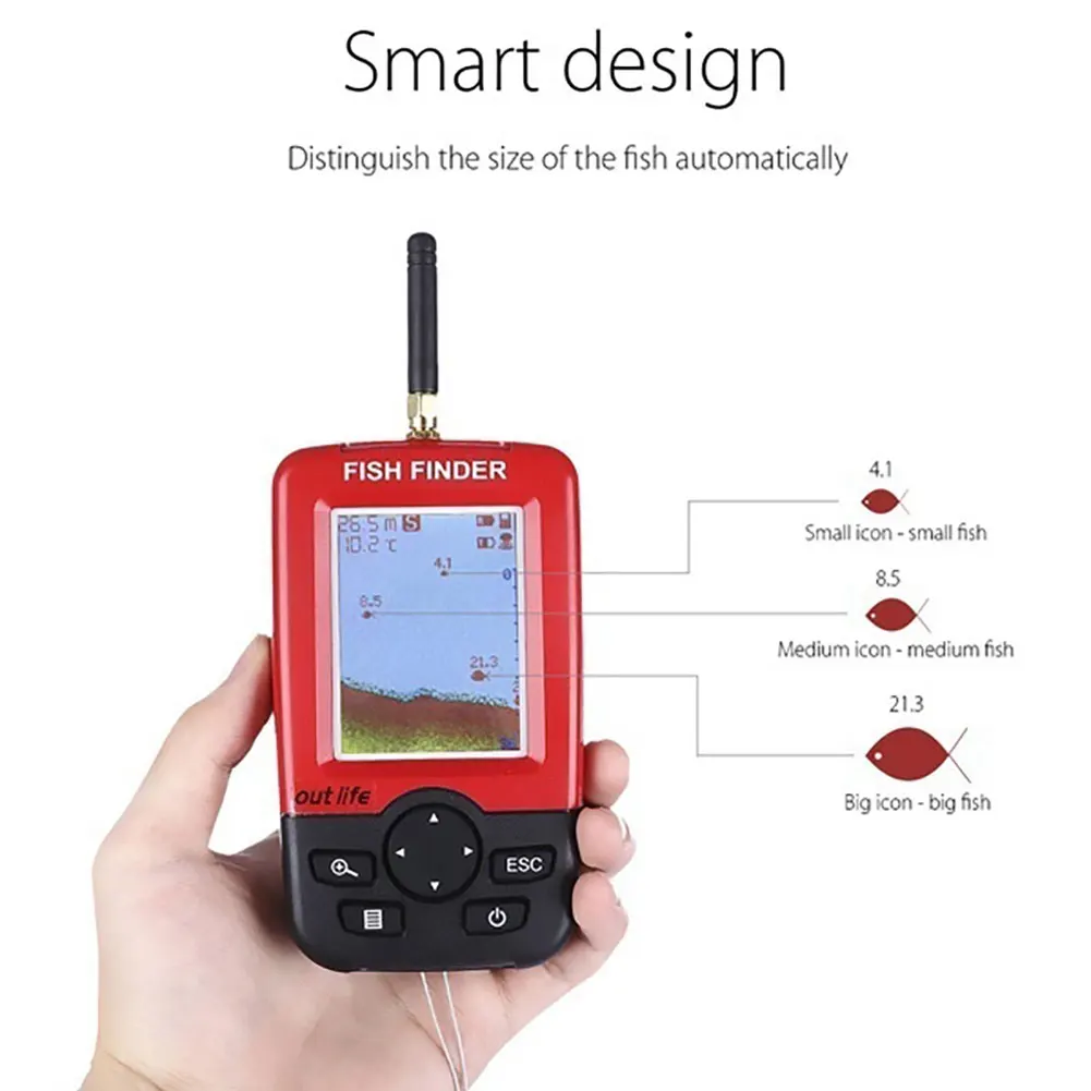 Lake Sea Fishing Smart Portable Fish Finder Depth Alarm Wireless Sonar Sensor