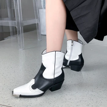 

Chelsea Boots Women Winter Warm Women Ankle Boots Genuine Leather Med Heels Short Boots Dancing Shoes Woman