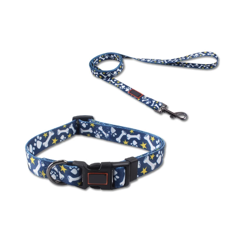 Nylon Dog Collar And Leash Suitable For Small And Medium-sized Pitbull Two-piece Personality Gradient Color Pet Collar And Leash 