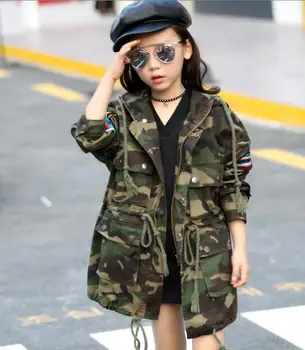 

2020 spring children's clothes girls trench camouflage x-long baby girl jackets for girls boys big kids hooded trench outerwears