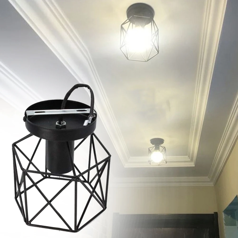 

E27 Socket Hollowed Out Hallway Stairs Home Industrial Vintage Porch Bar Indoor Shop Wrought Iron Balcony LED Ceiling Light