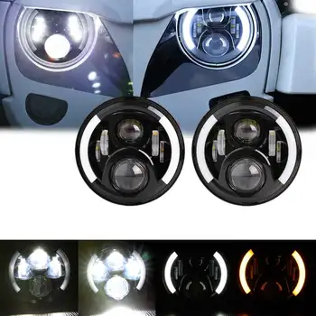 

For UAZ 4x4 Jungle Lada 4x4 urban Niva 7" black LED H4 headlight motor lamps headlamp for Jeep JK TJ LJ Land Rover Defender