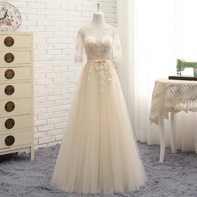Long MNZ-M808# три стиля длинных серых платьев средней длины с коротким рукавом весенние кружевные платья подружки невесты свадебное платье для выпускного вечера девушка - Цвет: Long