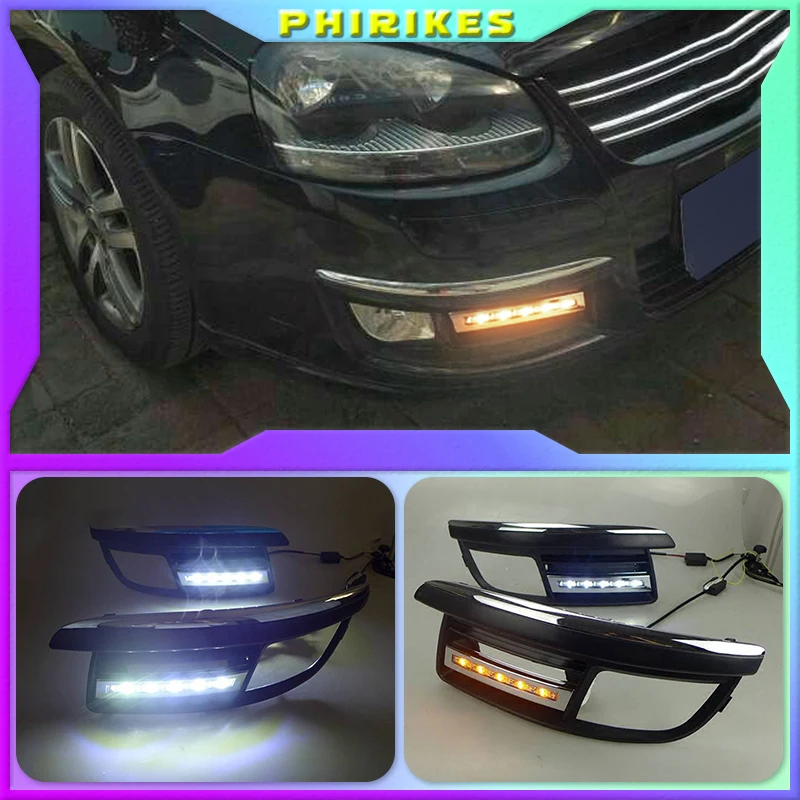 

For VW Jetta 5 A5 Mk5 2009 2010 2011 Front Fog Lamp Covers Bezel Led DRL Daytime Running Lights With Wire Harness