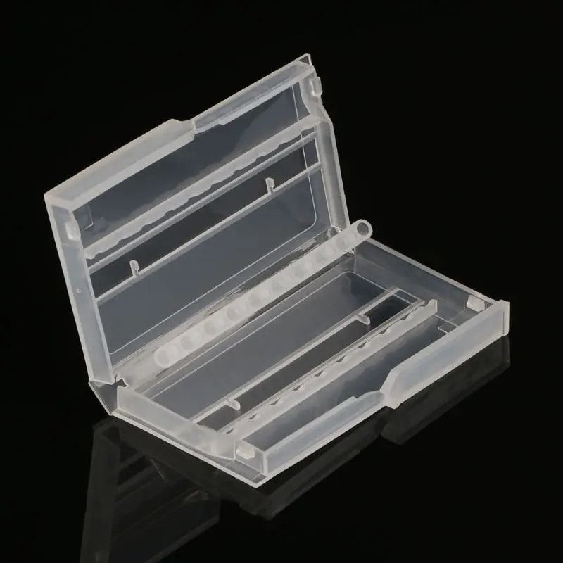 10 Holes Nail Drill Bit Case Plastic Empty Storage Box Milling Cutters Holder K9FATool Boxes