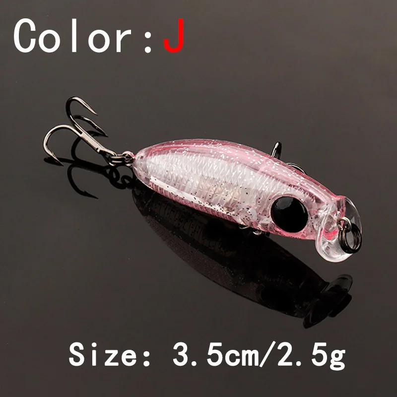 1 шт., 3,5 см, 2,5 г, качественная мини приманка для рыбалки, блесна, 3D глаза, пластиковая жесткая приманка, Искусственные воблеры, кренкбейт, рыболовная приманка - Цвет: J