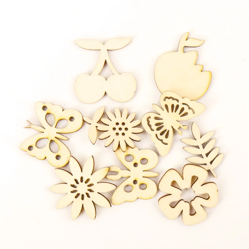 Flower-Butterfly-Wooden-Pattern-Scrapbooking-Painting-Collection-Craft-Handmade-Accessory-Home-Decorate-DIY-29-34mm-10pcs