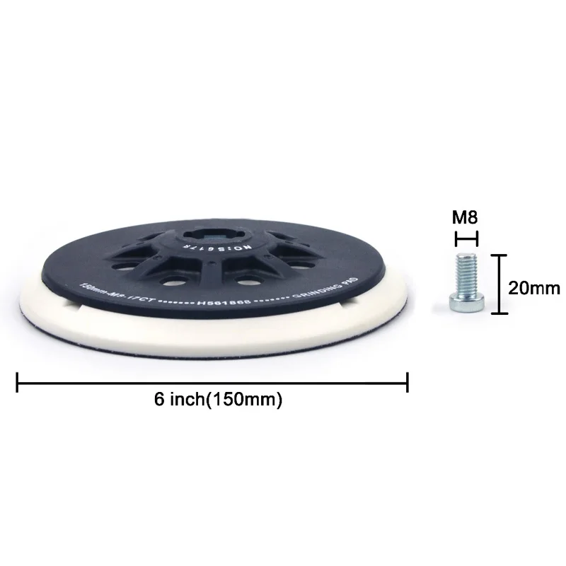 6 Inch 150mm Back-up Sanding Pad M8 Thread Multi-Hole for Hook and Loop Sanding Disc Dust Free Grinding Pads Festool Sander Pad