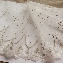 10 ярдов/21 см DIY ручной работы аксессуары золотой нитью из х/б из сетчатой ткани с кружевной отделкой торжественное платье аксессуары для одежды