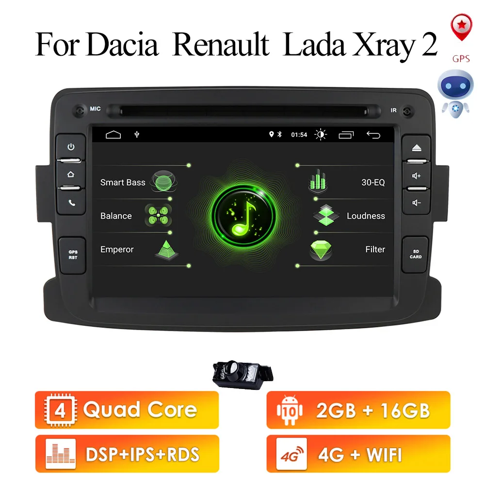 1din Android 10.0 Car DVD Multimedia Player GPS Navigation for Dacia Logan Dokker Duster Sandero Lodgy Renault Captur Symbol DSP |