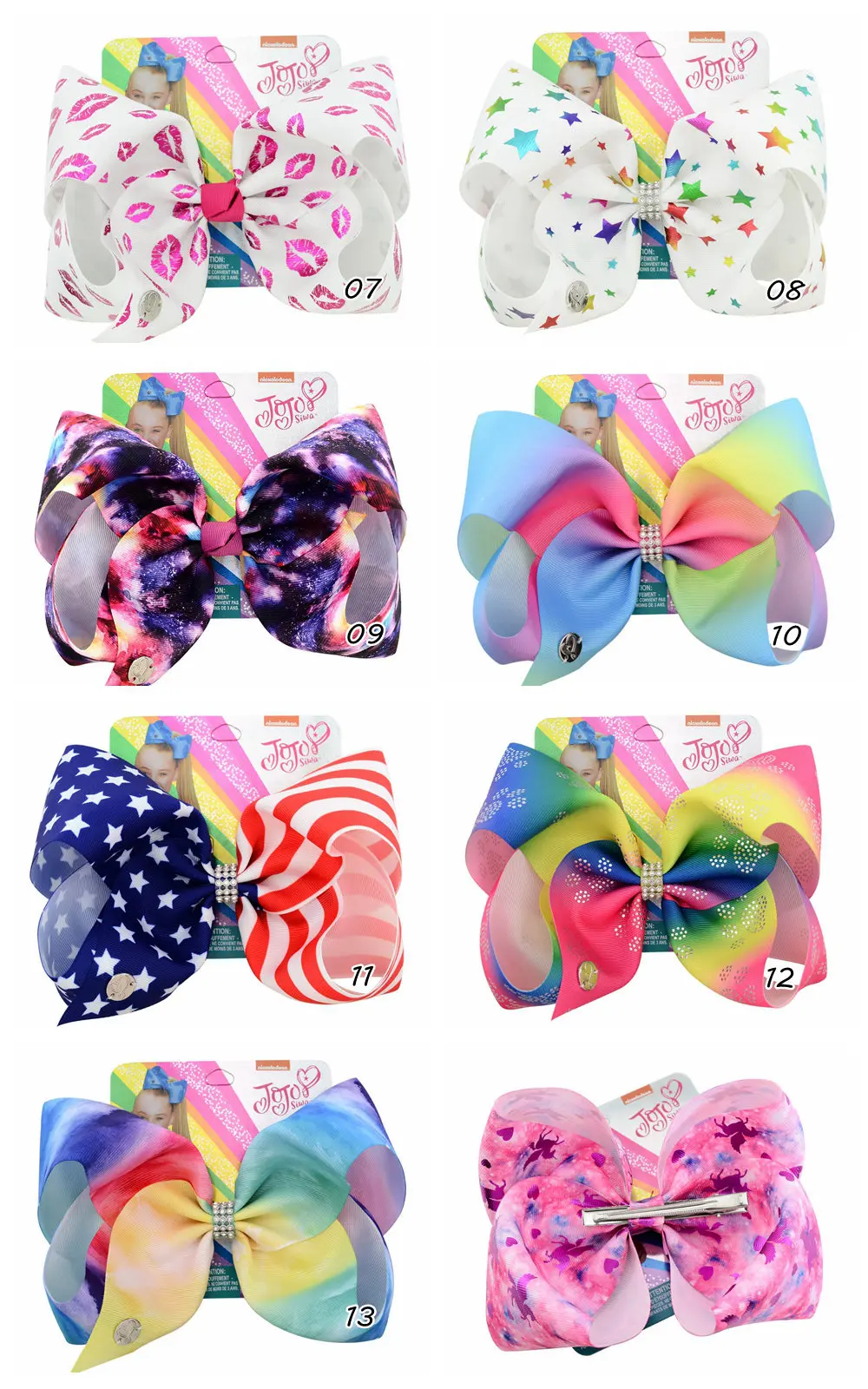 1 шт. 8 дюймов JOJOBows Красочный Градиент Радуга корсажная лента с рисунком ленты банты для волос с зажимом Детские аксессуары для волос 991