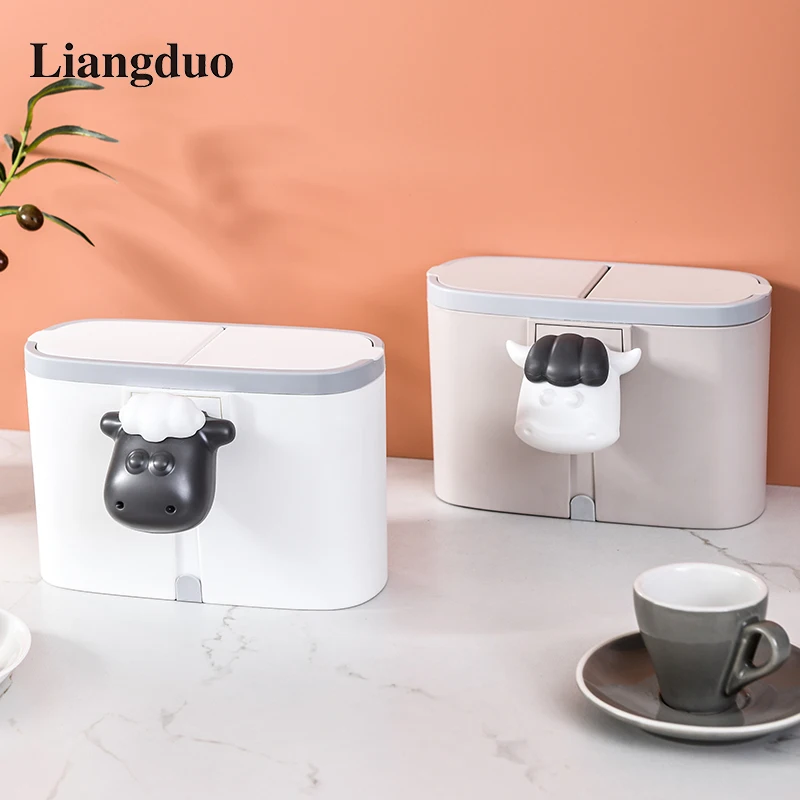 

Liangduo Classification Desktop Trash Can Portable Waste Bin with Lid Recycle Garbage Bin For Office Home Sundries Barrel Box
