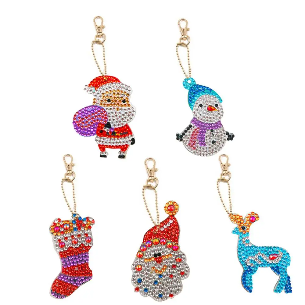 5 шт. набор для ключей в форме бабочки/сердца с алмазной вышивкой для рукоделия - Цвет: 5pcs Christmas