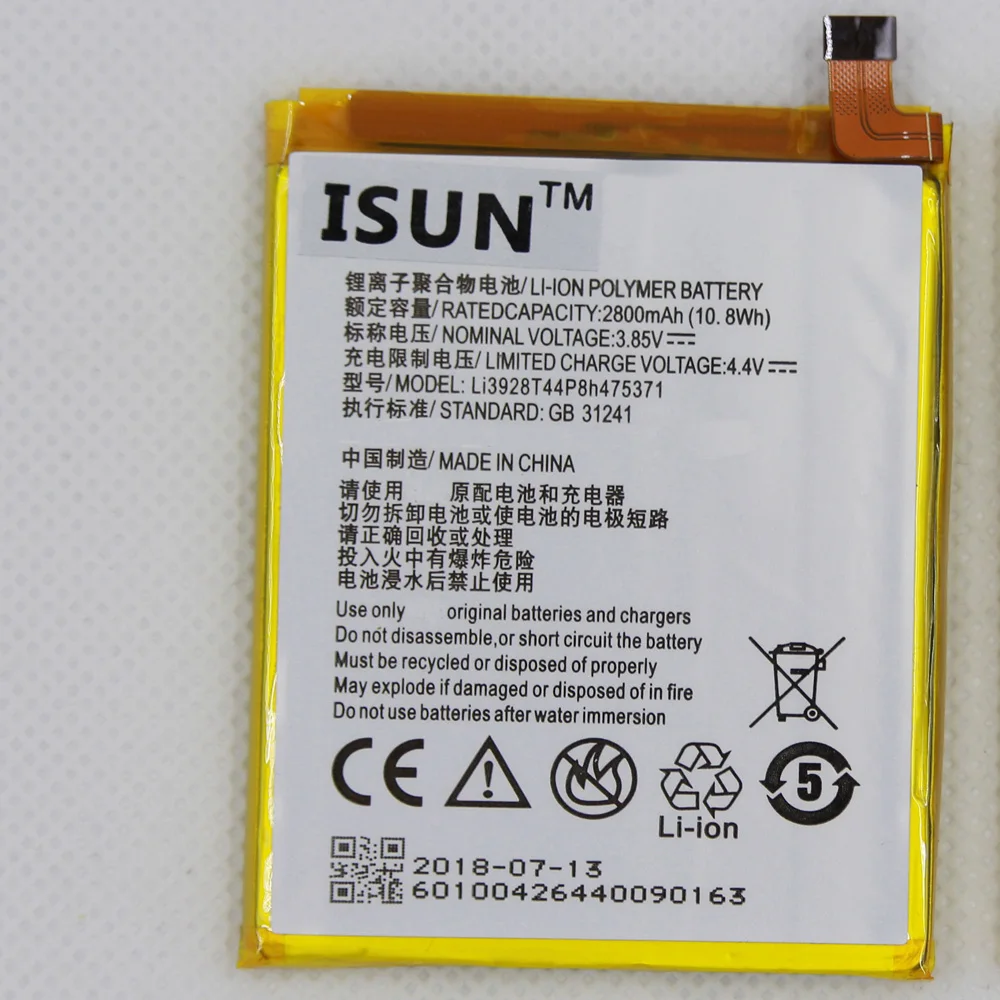Аккумулятор ISUNOO Li3928T44P8h475371 для ZTE Blade A1 AXON Mini B2015 C880 C880A C880S Xiaoxian 3 2800 мА · ч | Мобильные