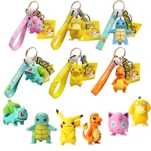 

Genuine Pokemon Pikachu Charmande Squirtler Keychain Cartoon Anime Figures Car Keychain Ornaments PVC Doll Model Kids Gift