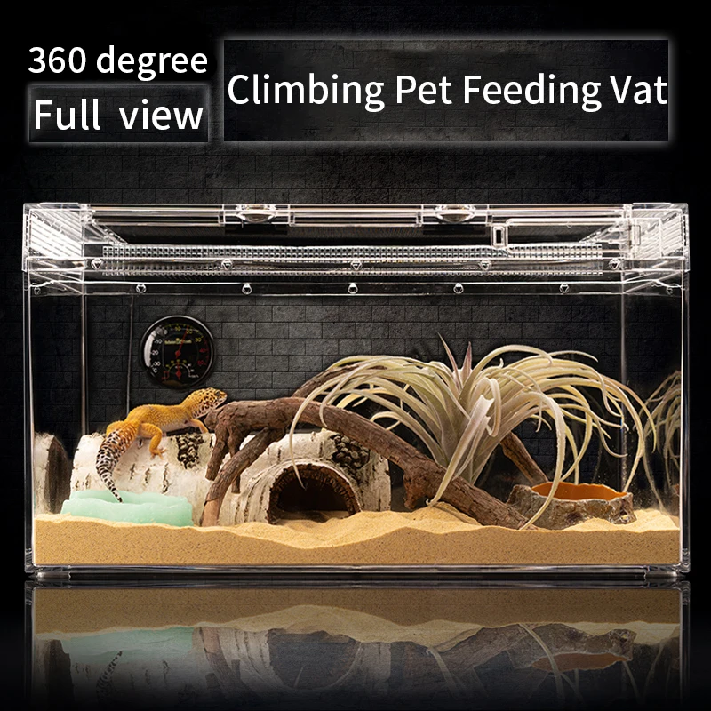 HOWHI Reptile Crystal Glass Terrarium Crawling Pet Horned Frog Spider Scorpion, Mane Lion Gecko Snake and Beetle Pet Terrarium