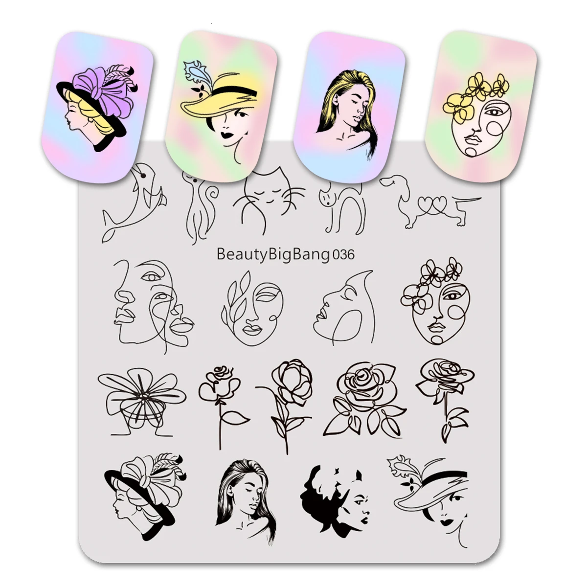 

BeautyBigBang Nail Art Stamping Plates Rose Striped Cat Lines Image 6cm Stainless Steel Template Mold Nail Stamping Plate 036