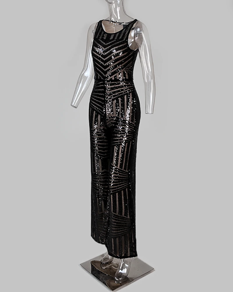 2020 Women Sexy Fashion Club Romper Glitter Round Neck Sleeveless Sequins Jumpsuit 2020 Women Sexy Fashion Club Romper Glitter Round Neck Sleeveless Sequins Jumpsuit