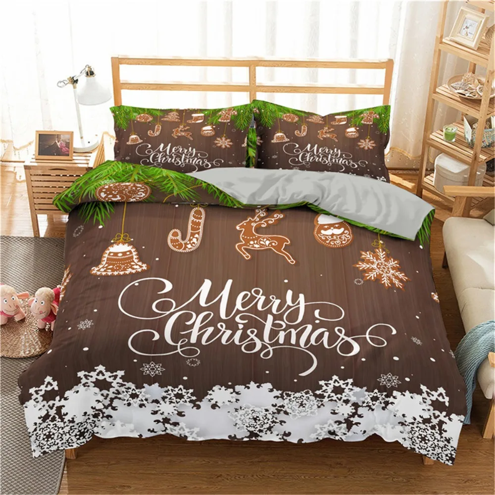 ZEIMON Роскошные комплекты постельного белья размер queen 3D Merry Christmas пододеяльник с наволочками Комплект постельного белья Красивая постельное белье