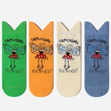 Носки с принтом в стиле Харадзюку; женские милые хлопковые носки со стрекозой; забавные носки для девочек; Femme; уличная одежда; Calcetines Meias; сезон осень