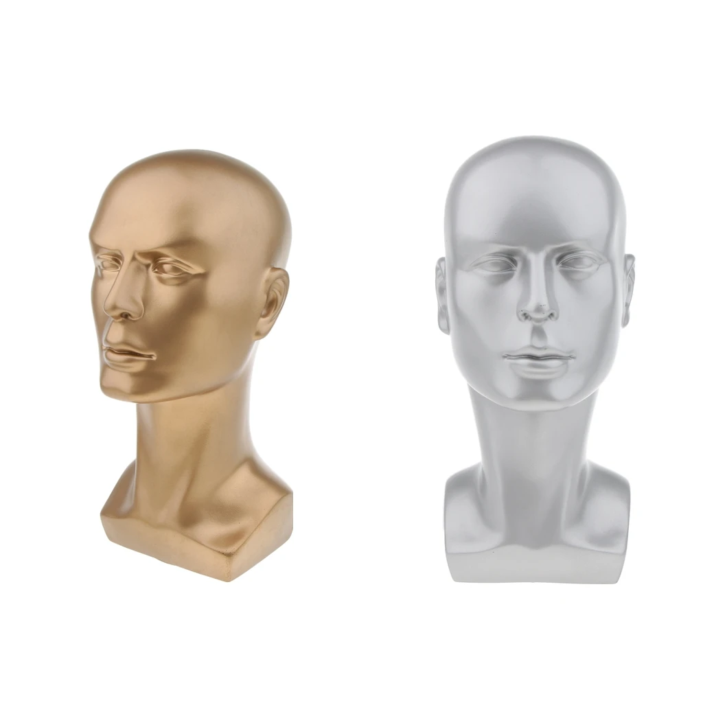 Plastic Male Model Head, Mannequin Manikin Man Head Stand Model Display Wig Hats Glasses Headphone Holder 14'' Tall