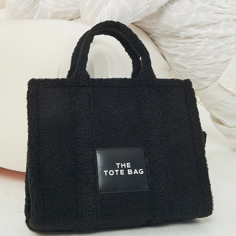 THE TOTE BAG Designer Brand Faux Furry Tote Handbags Women 2021 Winter Shopper Ladies Plush Shoulder Bag Luxury Top Handle |