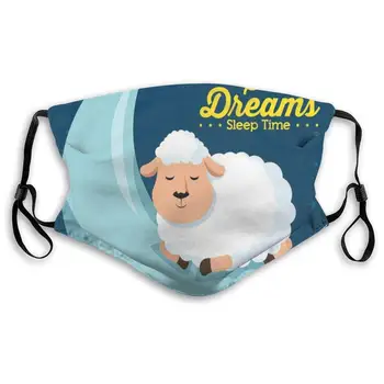 

Mouth Mask,Sanitary Mask,Protection From Dust, Ash,Pollen Face Masks Night Sky Illustration With Sheep Sleeping On The Moon Star