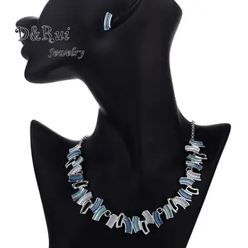 

New Geometric Square Jewelry for Women Alloy Chokers Statement Necklace Pendants Jewelry Sets Small Stud Earrings Set Hot Friend