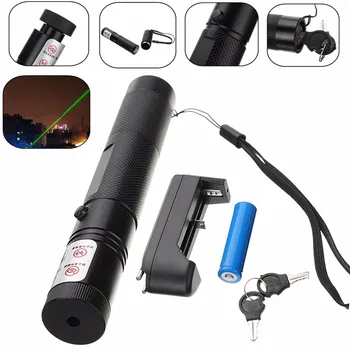 

Laser High 532nm 301 Green Laser Pen Adjustable Burning Flashlight Match With Rechargeable 18650 Battery+key