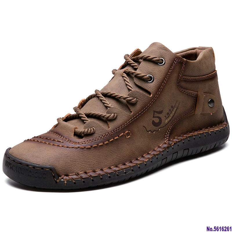 

Мужские кожаные ботинки на мягкой подошве, коричневые повседневные ботинки на плоской подошве, теплая обувь для вождения, большой размер 38-48, для зимы, 2020
