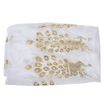 

LJL-1pcs Fashion Women Gold Peacock Flower Print Long Soft Scarf Wrap Shawl Scarves Stole White