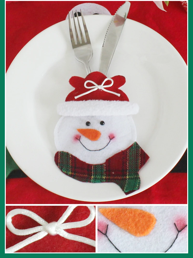 3 шт./компл. рождественские украшения для дома Снеговик мешочки для ножей Рождество Санта Клаус обеденный кухонный стол чехол для столовых приборов декоративный Декор