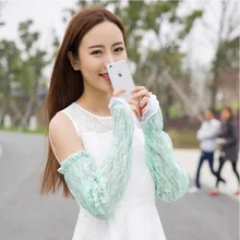 Охлаждающий рукав Солнцезащитный Женский манжет летний УФ-защита рукав кружевные рукава чехол из вискозы милый комплект для вождения