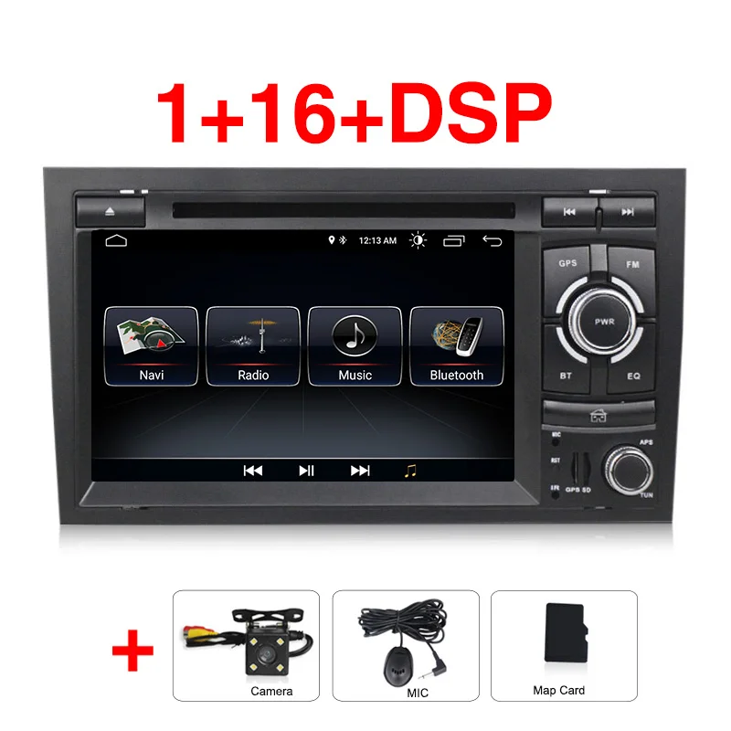 NaviFly DSP Android 9 четырехъядерный автомобильный Радио мультимедийный плеер для Audi A4 S4 RS4 2002-2008 с dvd gps функция зеркального соединения 2 Din - Цвет: 1G Add Camera