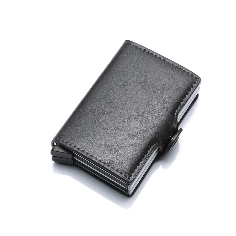 Высокое качество Rfid кошелек Мужская сумка для денег мини кошелек мужской Алюминиевый Кошелек Малый Клатч кожаный кошелек Тонкий кошелек carteras - Цвет: Grey