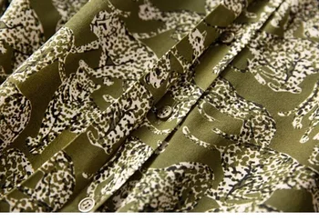

Women's Long Sleeve Silk Shirt Leopard Print Turn-down Collar Casual Early Autumn Lady Blouse