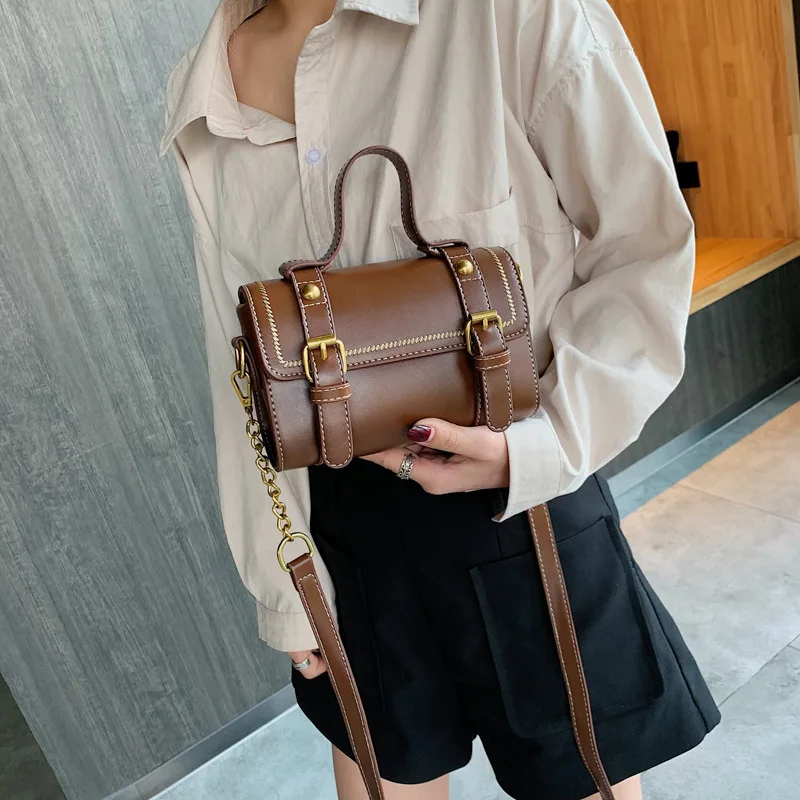 

France Non-mainstream CK WOMEN'S Bag 2019 Summer New Style Korean-style PU Handbag Solid Color Messenger Bag Chain