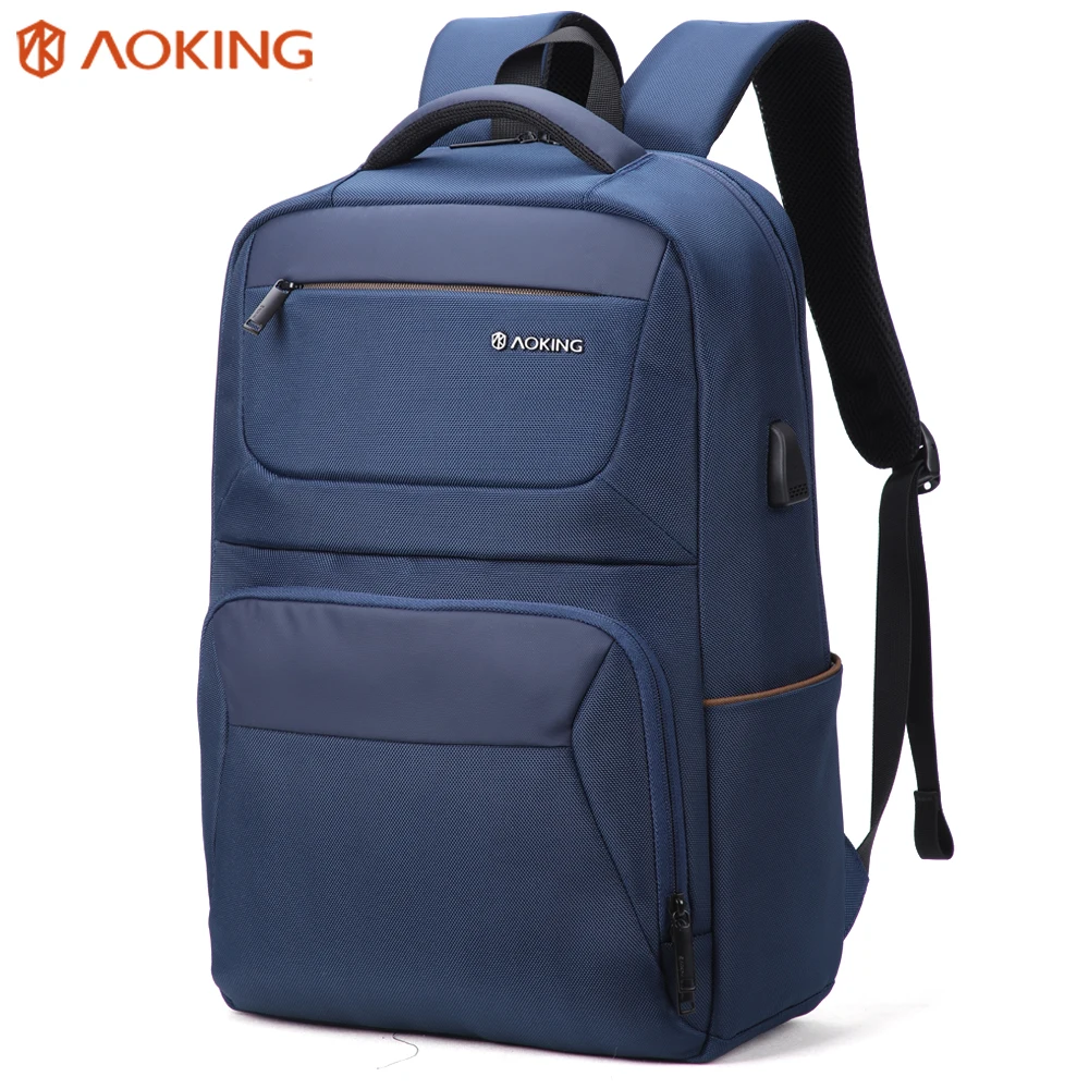 Бренд Aoking, черный рюкзак, водонепроницаемые мужские дорожные сумки с usb-портом, Модный деловой рюкзак, подходит для ноутбука 15," для подростков - Цвет: Sapphire blue