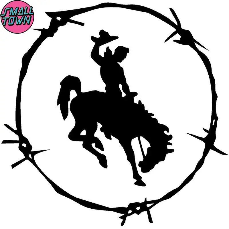 

Small Town 16.5cm*16.3cm Cowboy Personality Car-Styling Vinyl Stickers Decals Black/Silver S3-5347