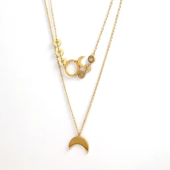 

States the new stainless steel double necklace female contracted the moon multilayer titanium steel necklaces wholesale