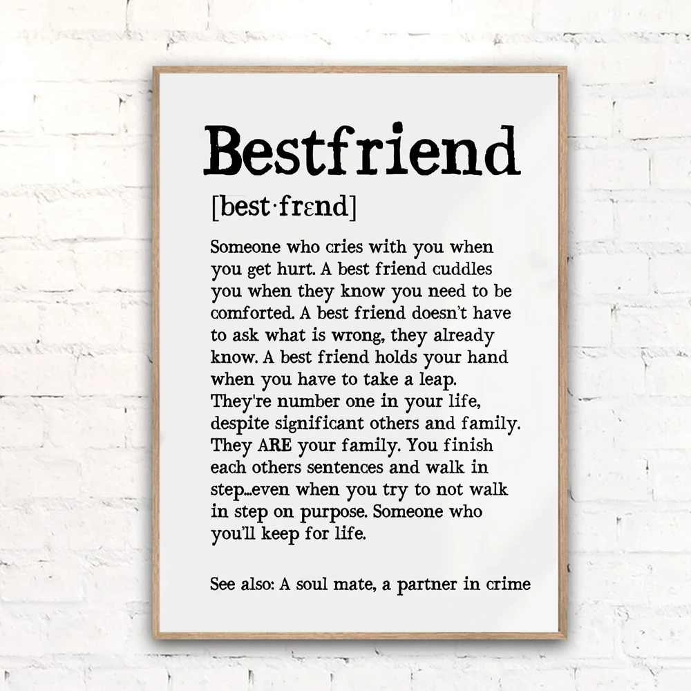 Best Friend Gift Ideas Quote Canvas Painting Black White Bestfriend Present Posters And Prints Wall Art Pictures For Living Room