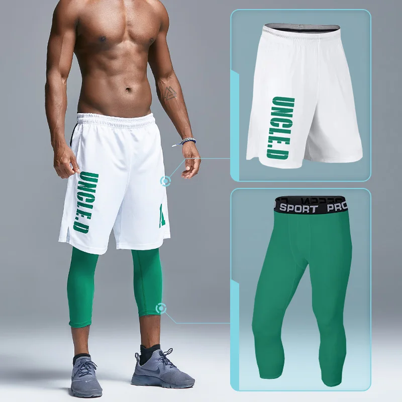 Компрессионная спортивная одежда мужские спортивные костюмы быстросохнущие комплекты для бега спортивный костюм для бега тренировочные фитнес баскетбольные шорты и тренировочные майки