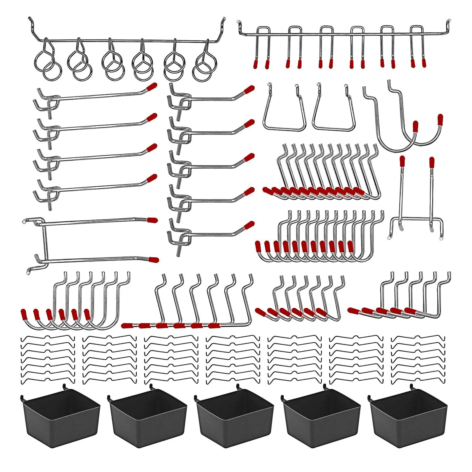 114/140Pcs Metal Pegboard Hooks Organizer Assortment Kit Peg Locks