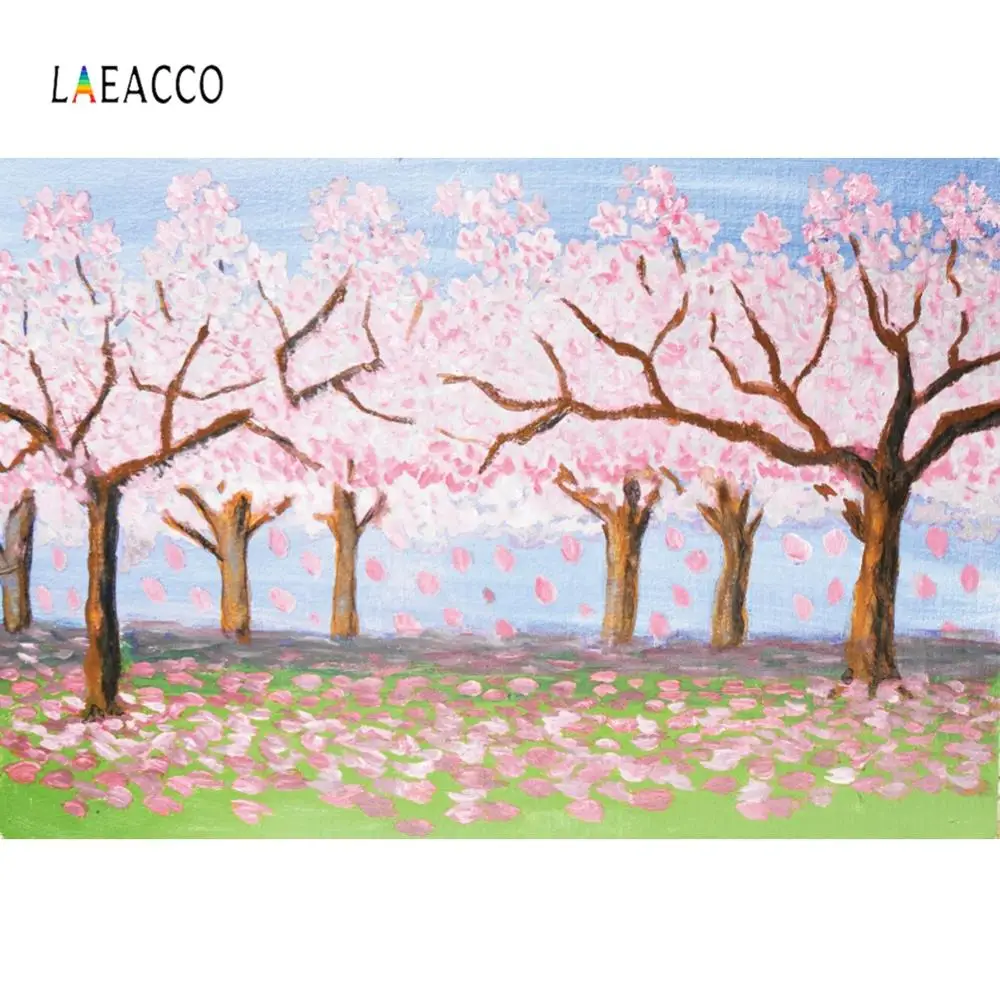 

Laeacco Cherry Tree blossom Home Decor Photocall Photography Backgrounds Customize Photographic Backdrops Props For Photo Studio