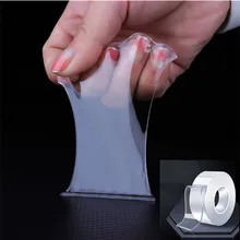 Adhesivo transparente de doble cara, se puede lavar y reutilizar, Nano cinta adhesiva de pared, decoración de almacenamiento, cinta multifuncional