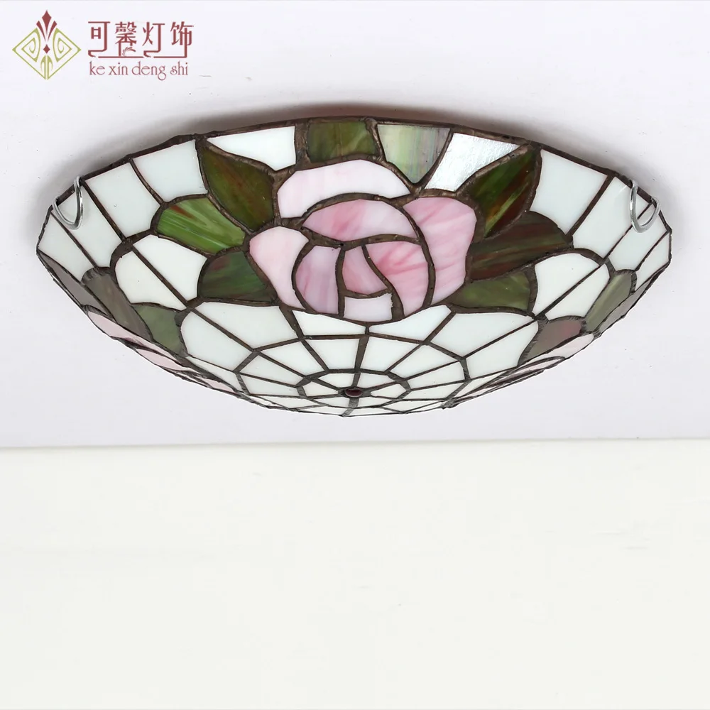 

European garden balcony corridor aisle hall led round ceiling lamps Tiffany stained glass lamp entrance